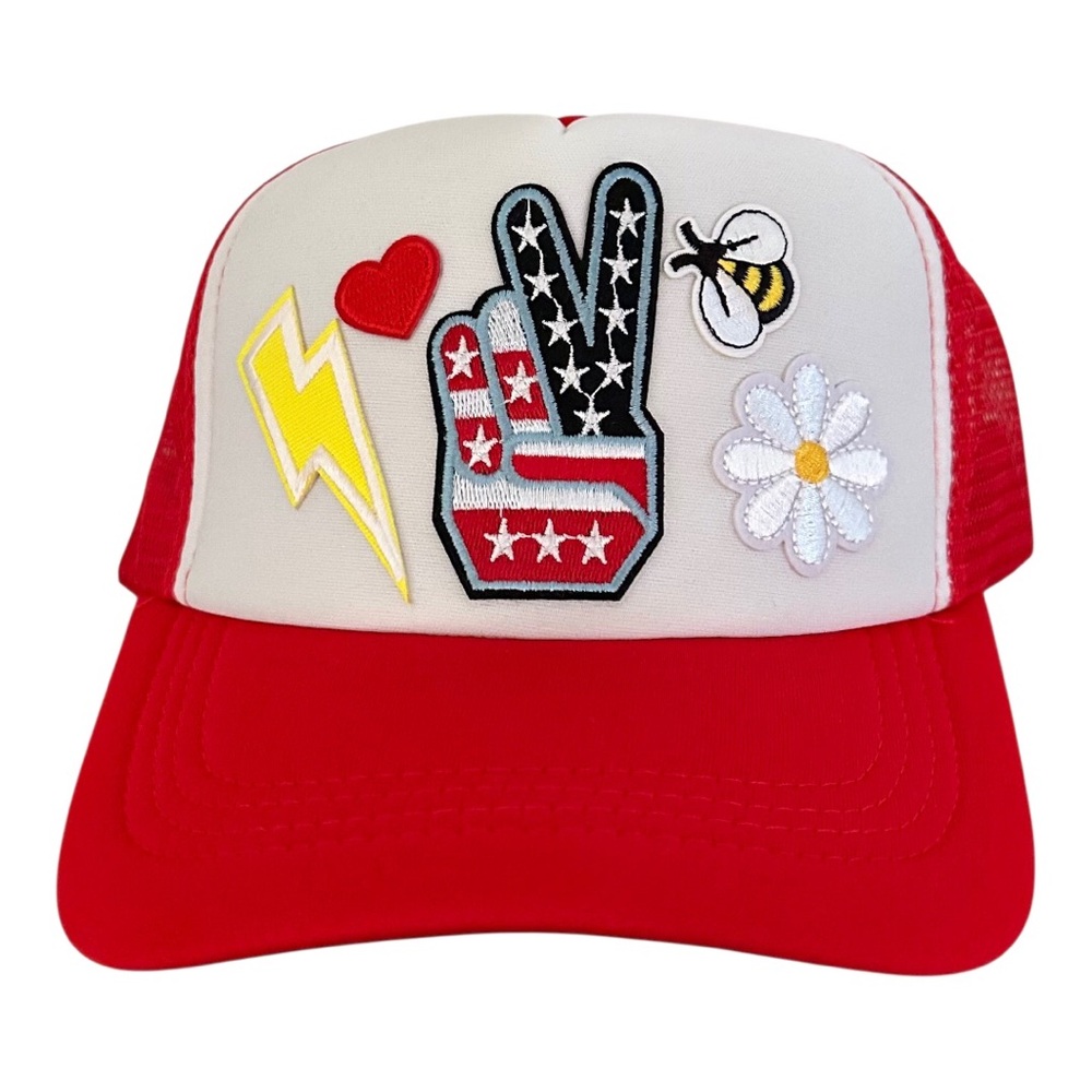 Team USA Red and White Trucker Hat with Patches